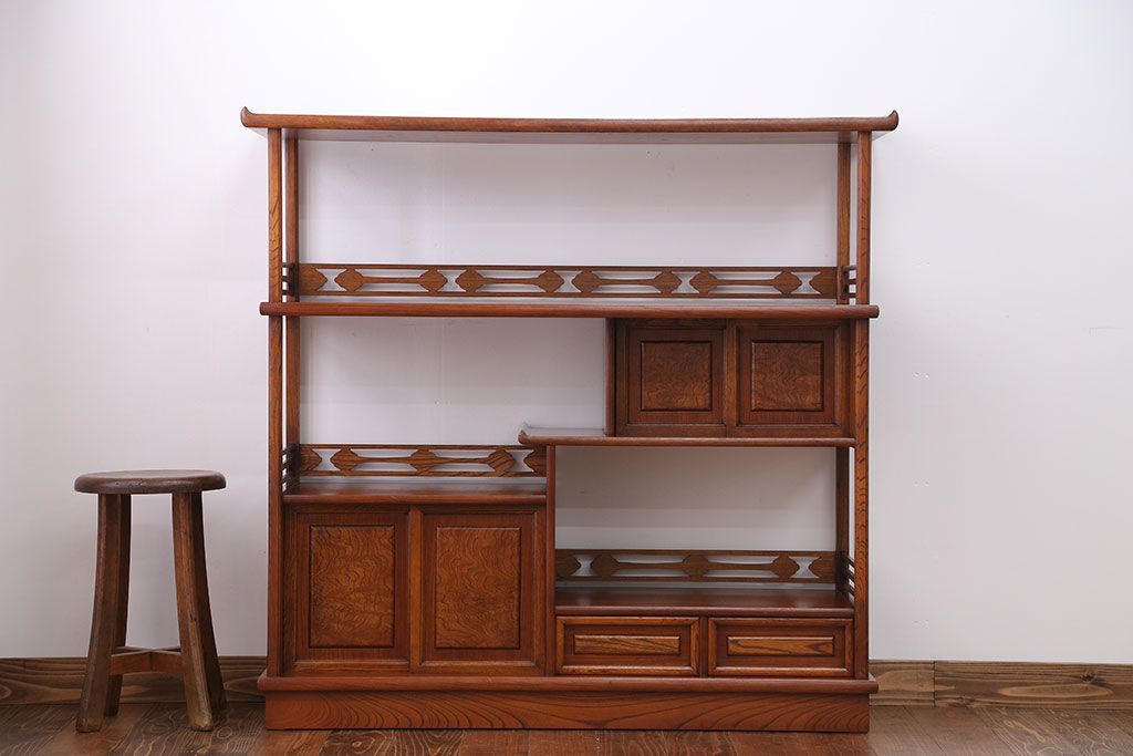 中古　欅張り!飾り棚