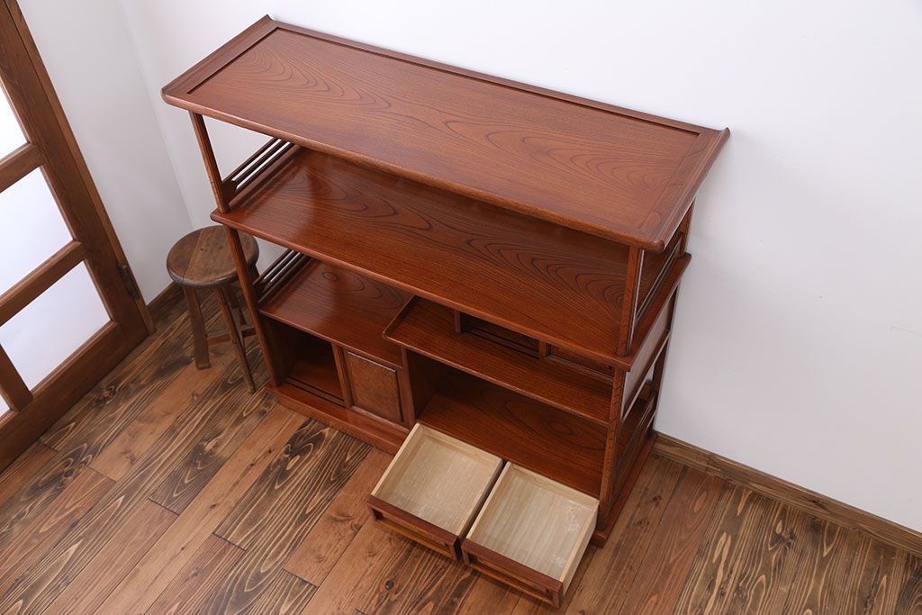 中古　欅張り!飾り棚