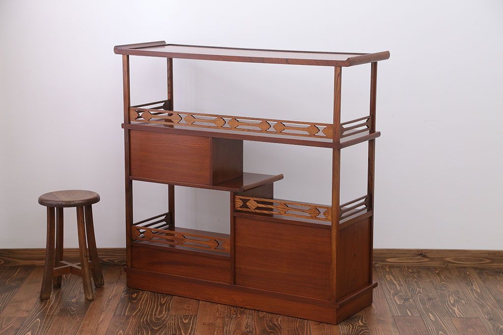 中古　欅張り!飾り棚
