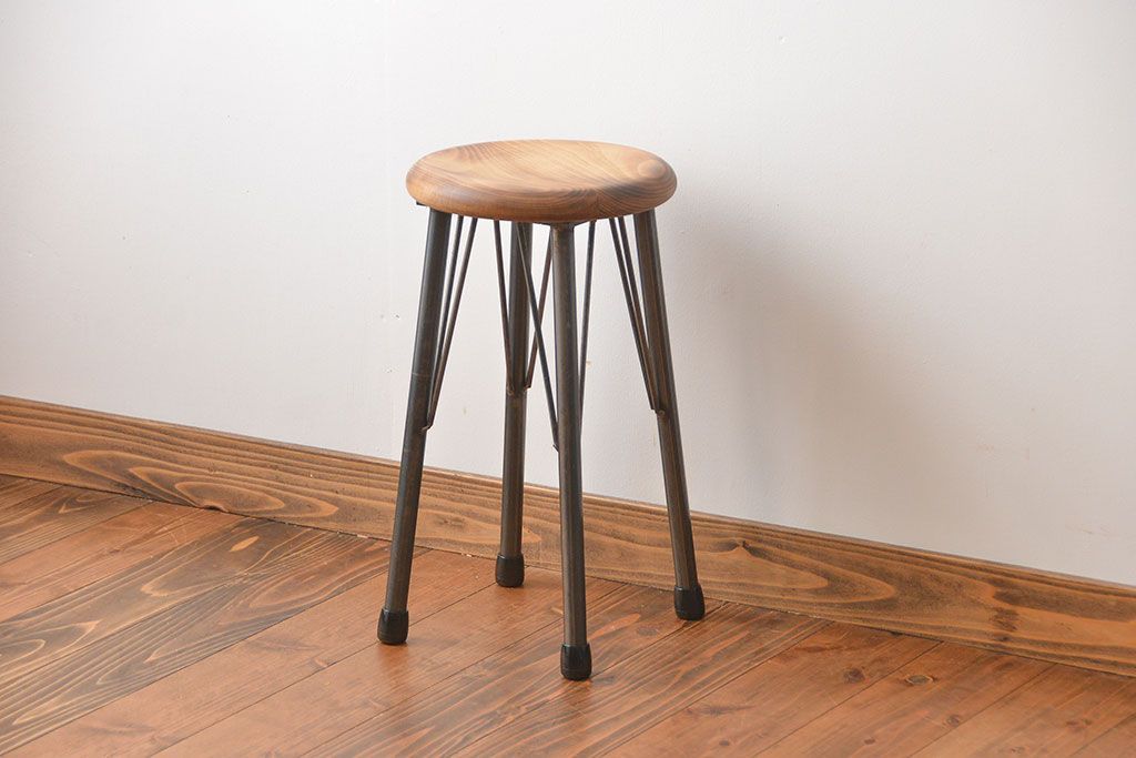 ラフジュオリジナル　鉄脚スツール(椅子、チェア)(4)