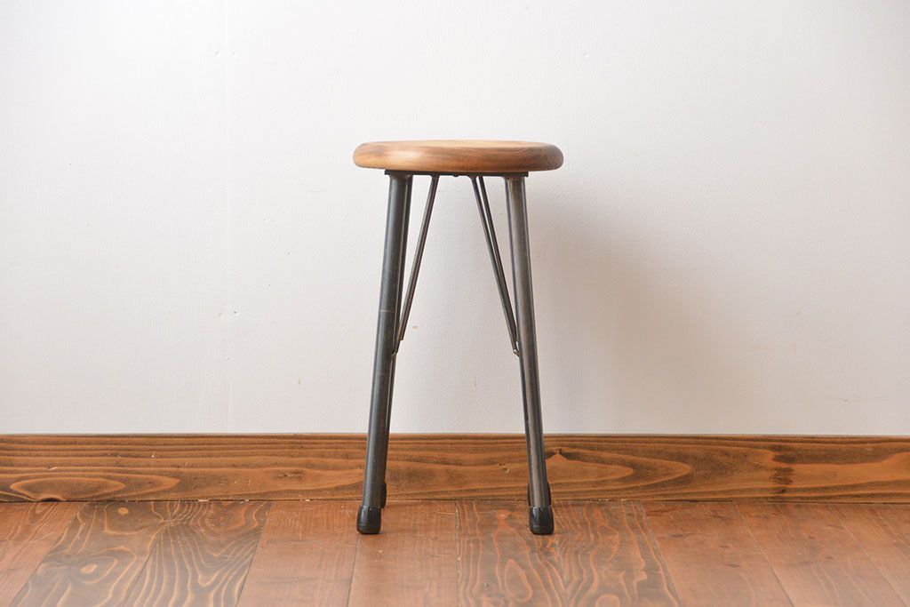 ラフジュオリジナル　鉄脚スツール(椅子、チェア)(4)