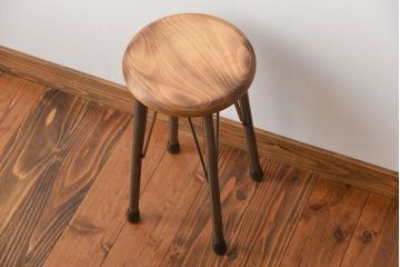 ラフジュオリジナル　鉄脚スツール(椅子、チェア)(4)