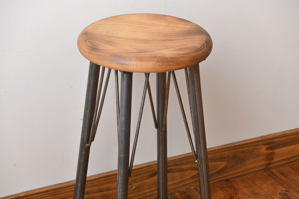 ラフジュオリジナル　鉄脚スツール(椅子、チェア)(4)