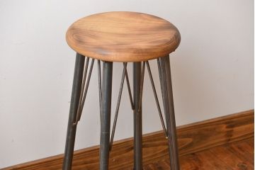 ラフジュオリジナル　鉄脚スツール(椅子、チェア)(4)