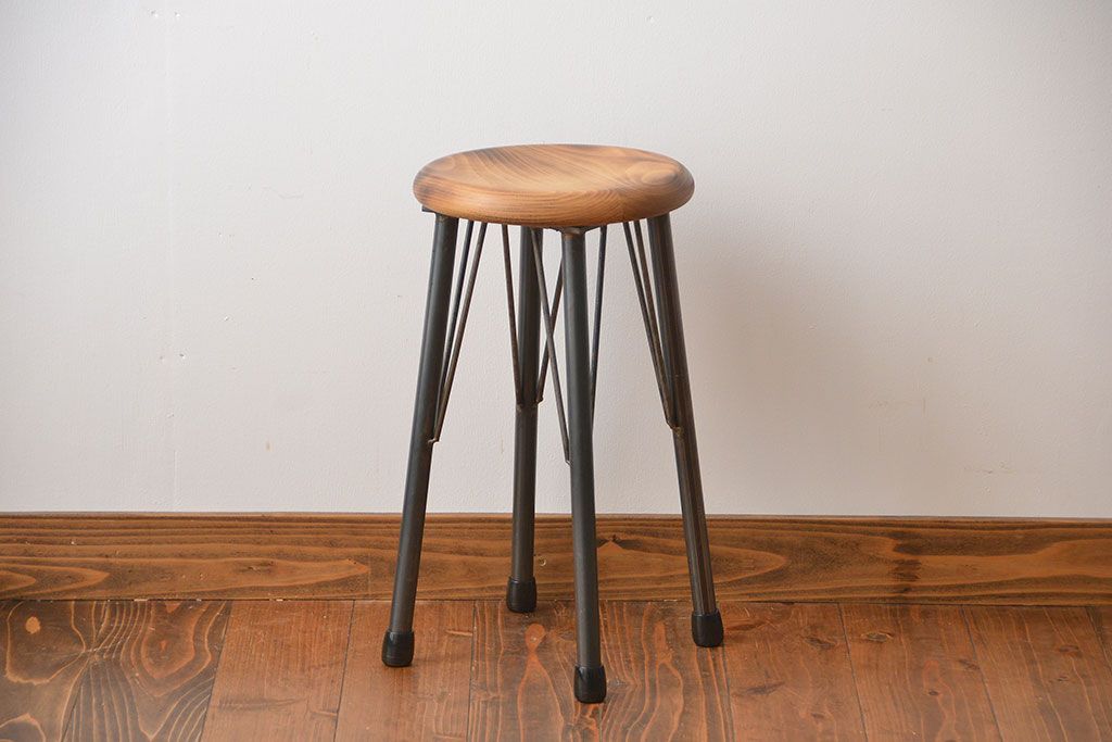 ラフジュオリジナル　鉄脚スツール(椅子、チェア)(4)