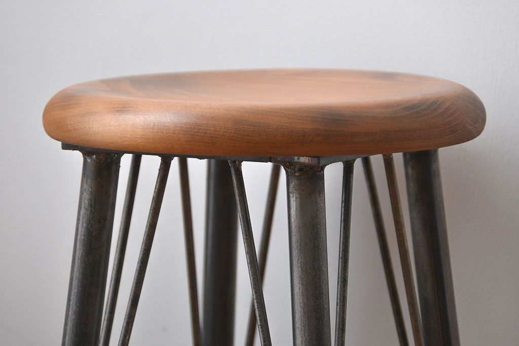 ラフジュオリジナル　鉄脚スツール(椅子、イス)(8)