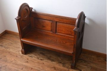 アンティーク家具　イギリスアンティーク　パイン材のチャーチベンチ