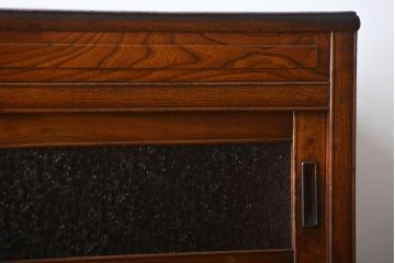 レトロ家具　昭和レトロ　ダイヤガラス入りカップボード