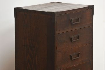 アンティーク家具　古民具・骨董　角手　縦型時代箪笥