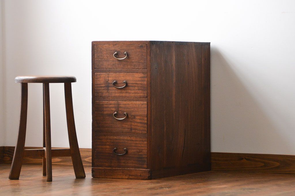 アンティーク家具　 古民具・骨董　桐材!4杯小引き出し