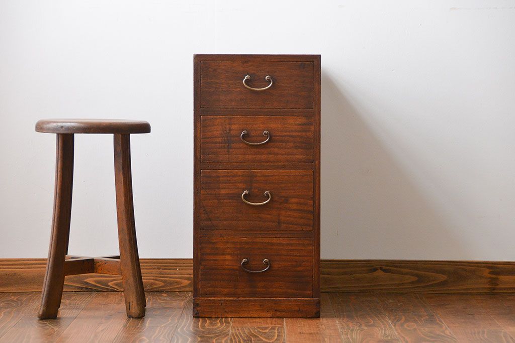 アンティーク家具　 古民具・骨董　桐材!4杯小引き出し