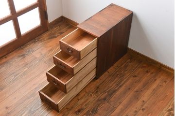 アンティーク家具　 古民具・骨董　桐材!4杯小引き出し