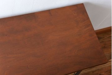 アンティーク家具　天板一枚板　古材を使った鉄脚テーブル