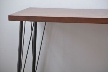 アンティーク家具　天板一枚板　古材を使った鉄脚テーブル