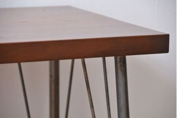 アンティーク家具　天板一枚板　古材を使った鉄脚テーブル