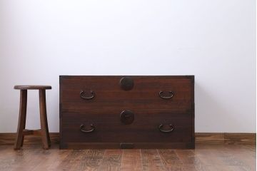 アンティーク家具　古民具・骨董　シンプルな時代箪笥ローボード(1)