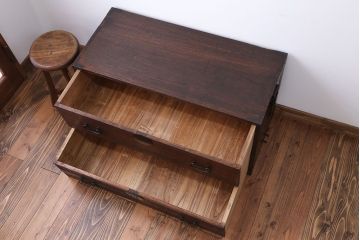 アンティーク家具　古民具・骨董　シンプルな時代箪笥ローボード(1)