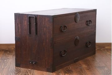 アンティーク家具　古民具・骨董　シンプルな時代箪笥ローボード(1)