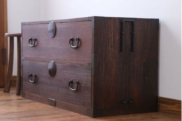 アンティーク家具　古民具・骨董　シンプルな時代箪笥ローボード(1)