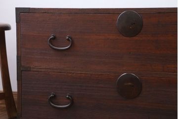 アンティーク家具　古民具・骨董　シンプルな時代箪笥ローボード(1)