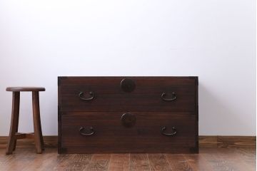 アンティーク家具　古民具・骨董　シンプルな時代箪笥ローボード(2)
