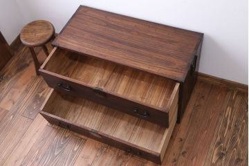 アンティーク家具　古民具・骨董　シンプルな時代箪笥ローボード(2)