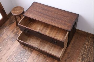 アンティーク家具　古民具・骨董　シンプルな時代箪笥ローボード(2)