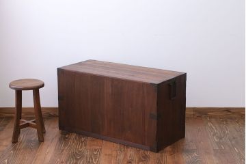 アンティーク家具　古民具・骨董　シンプルな時代箪笥ローボード(2)