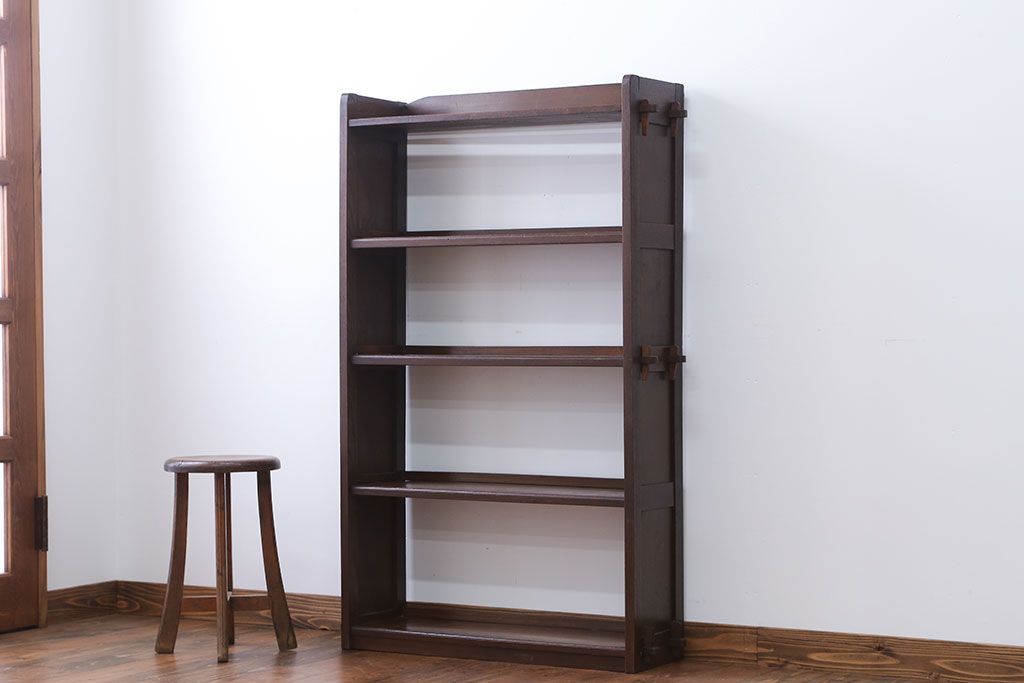 レトロ家具　昭和レトロ シンプルな楔(くさび)式本棚