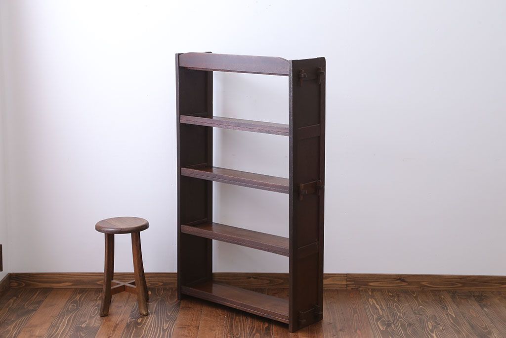 レトロ家具　昭和レトロ シンプルな楔(くさび)式本棚