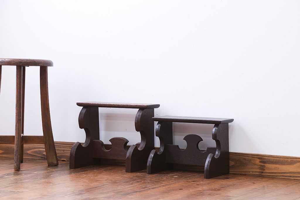 アンティーク雑貨　古民具・骨董　花台大小2台セット