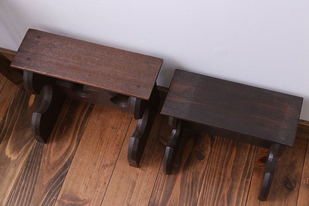 アンティーク雑貨　古民具・骨董　花台大小2台セット