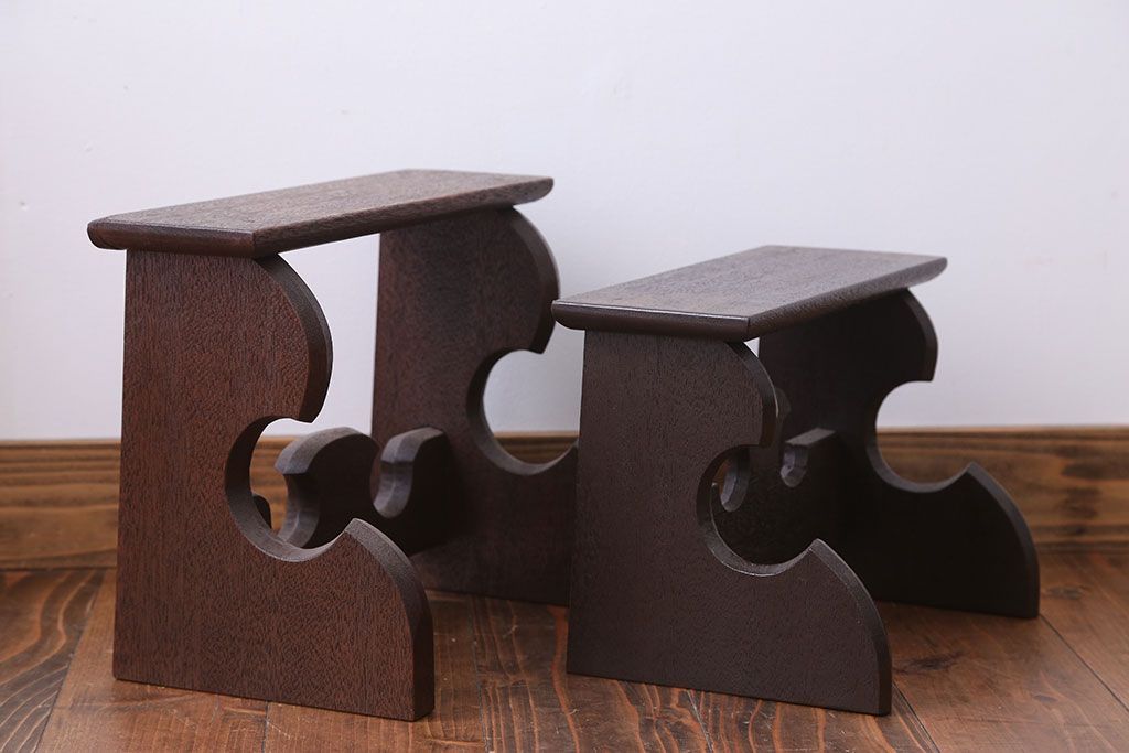 アンティーク雑貨　古民具・骨董　花台大小2台セット