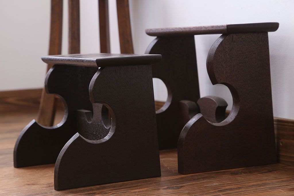 アンティーク雑貨　古民具・骨董　花台大小2台セット