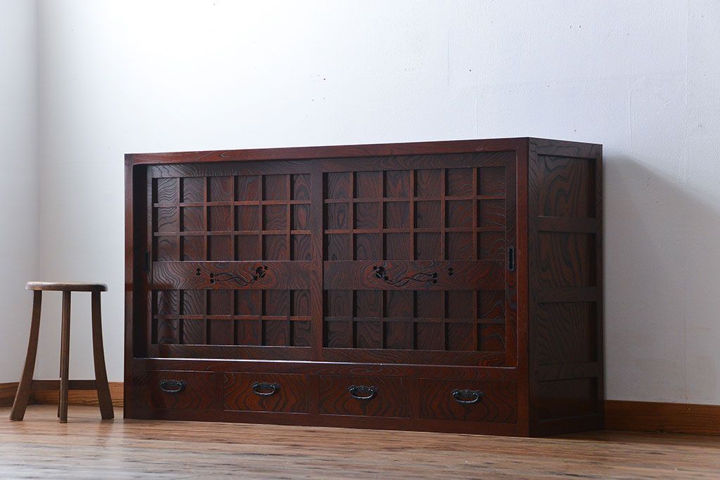 中古　欅の木目が美しい水屋箪笥(1)