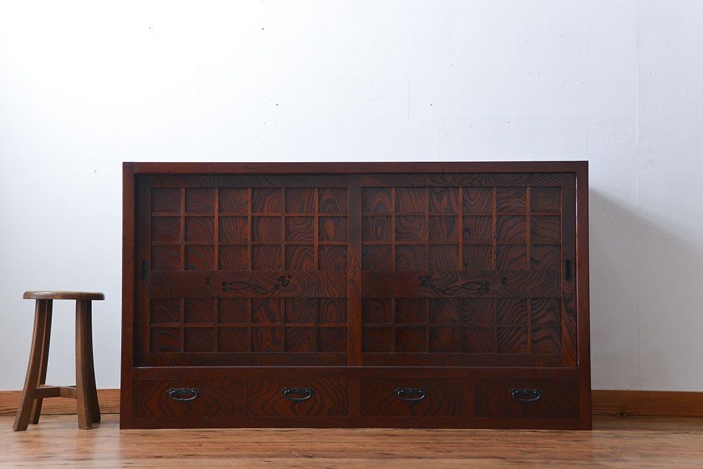 中古　欅の木目が美しい水屋箪笥(1)