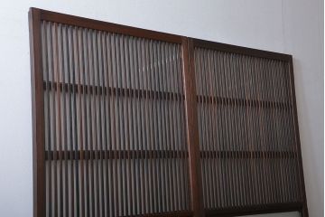 古民具・骨董　ガラス入り格子戸2枚セット