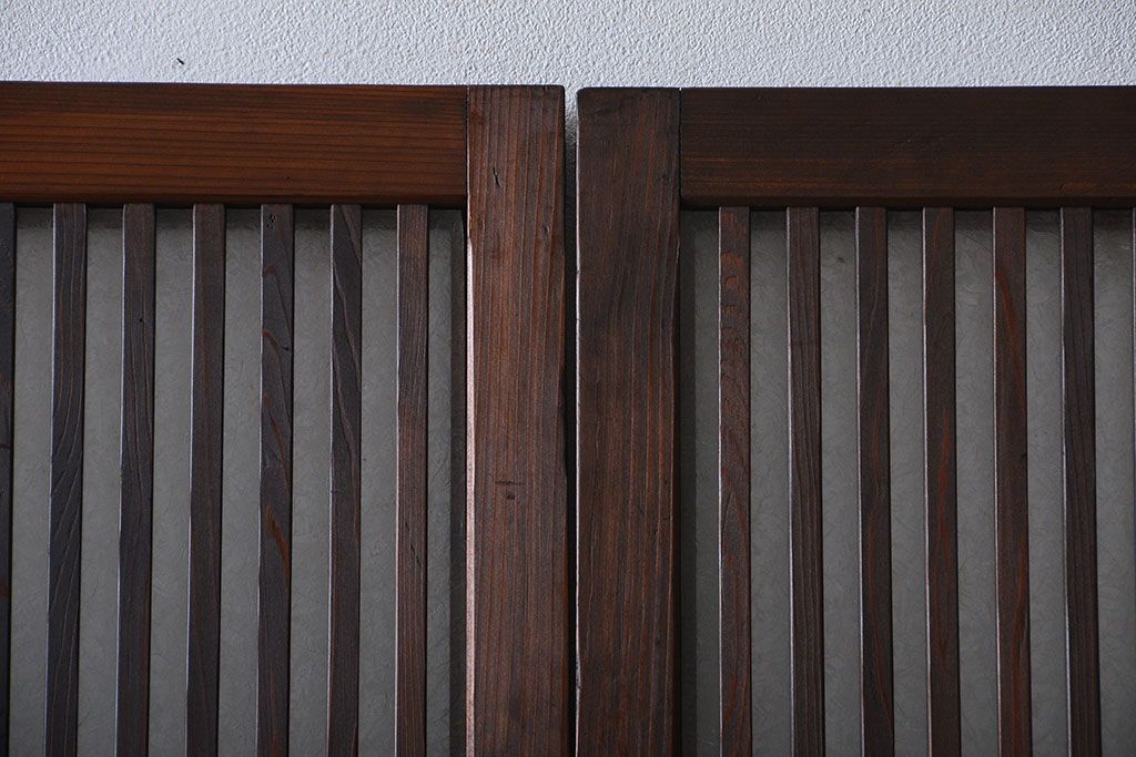 古民具・骨董　ガラス入り格子戸2枚セット