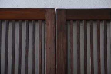 古民具・骨董　ガラス入り格子戸2枚セット