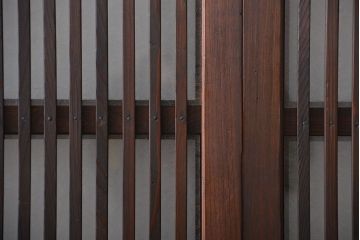 古民具・骨董　ガラス入り格子戸2枚セット