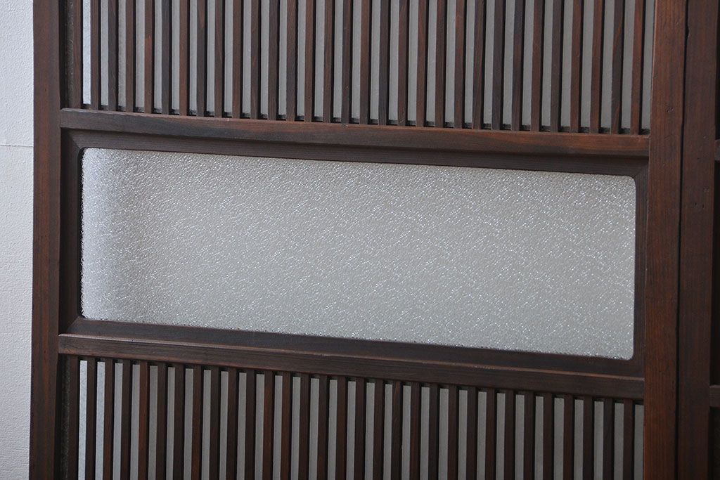 古民具・骨董　ガラス入り格子戸2枚セット