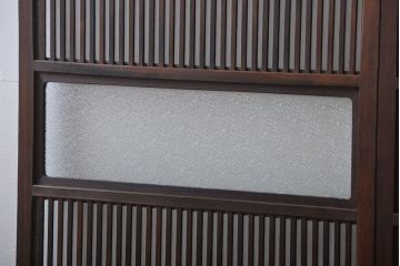 古民具・骨董　ガラス入り格子戸2枚セット