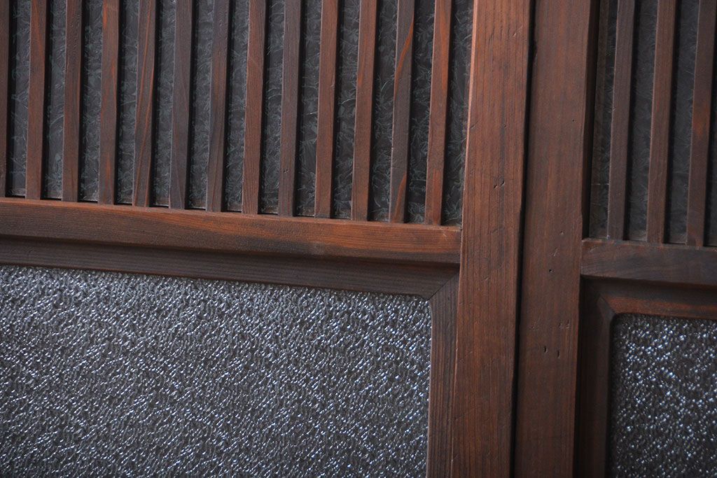 古民具・骨董　ガラス入り格子戸2枚セット