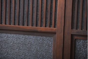 古民具・骨董　ガラス入り格子戸2枚セット