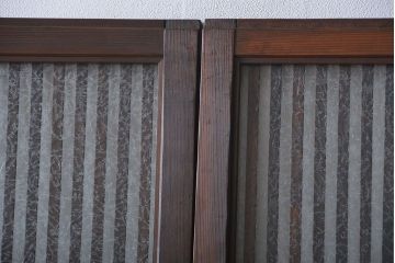 古民具・骨董　ガラス入り格子戸2枚セット