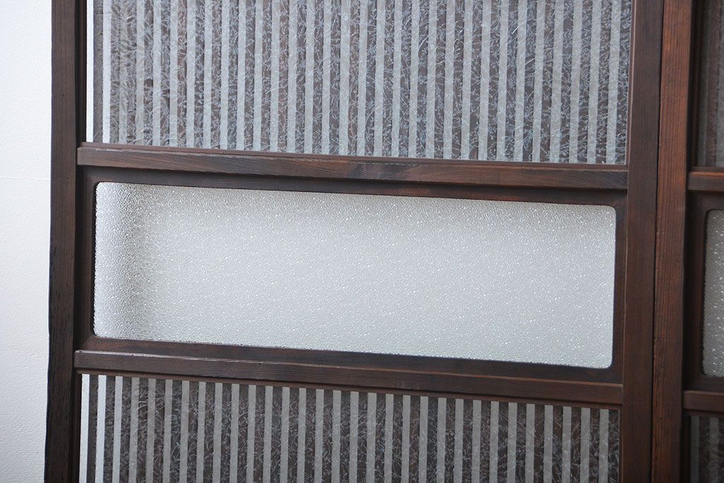 古民具・骨董　ガラス入り格子戸2枚セット