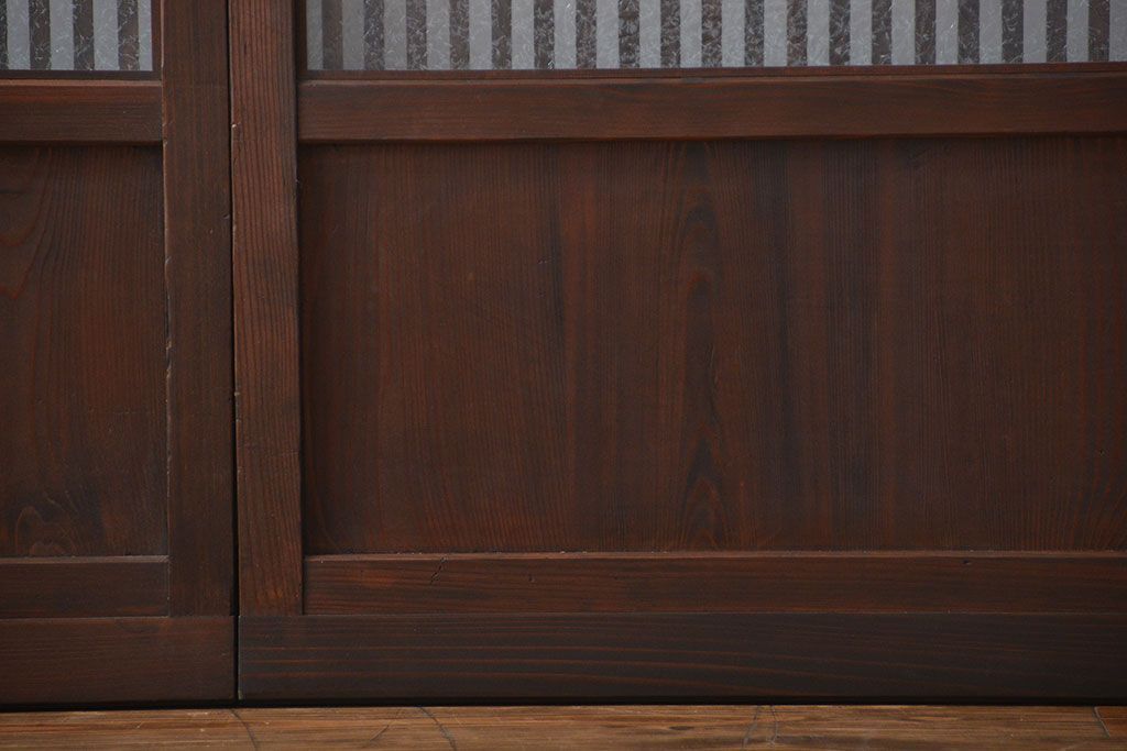 古民具・骨董　ガラス入り格子戸2枚セット