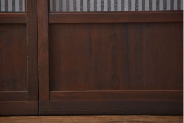 古民具・骨董　ガラス入り格子戸2枚セット
