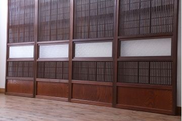 古民具・骨董　裏障子付き　格子戸4枚セット(1)