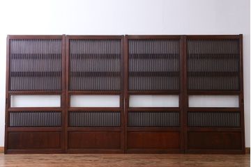 古民具・骨董　裏ガラス付き　格子戸4枚セット(3)